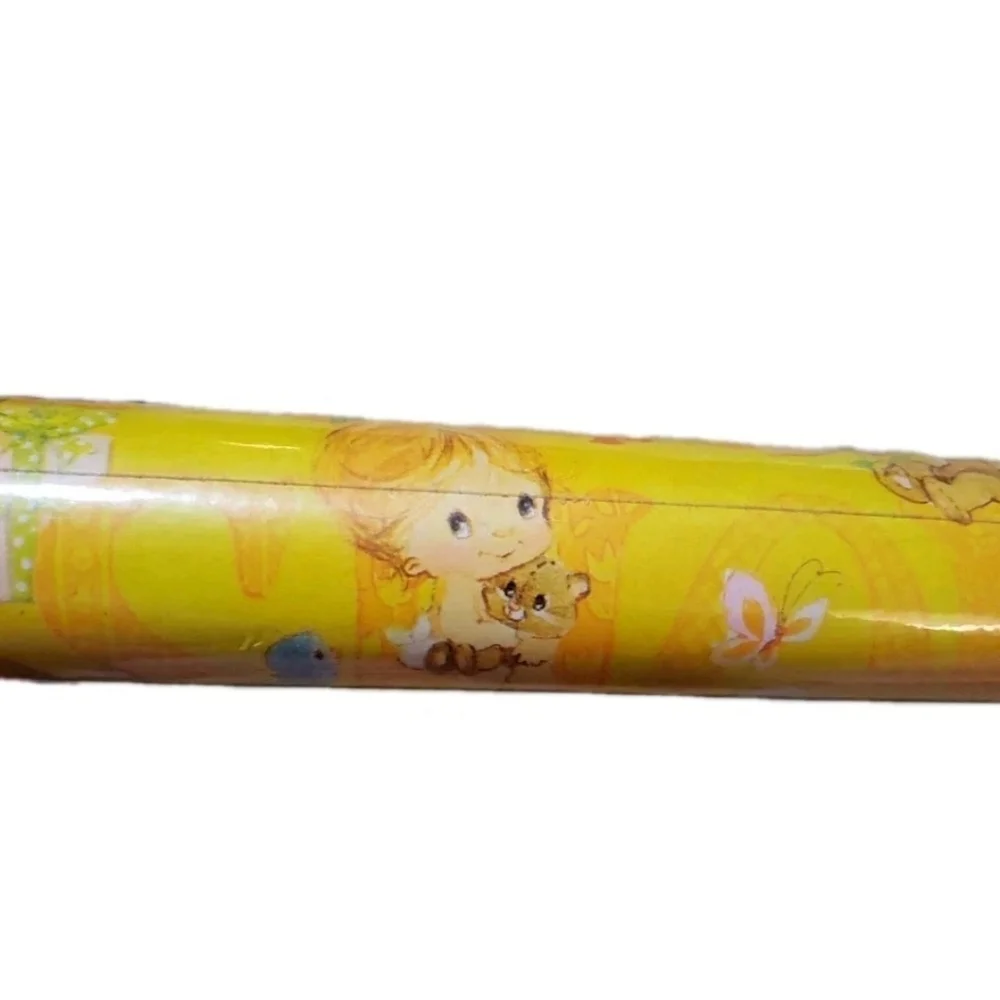 Vtg 1976 American Greetings Baby Shower Rolled Wrapping Paper 20sq Ft Yellow